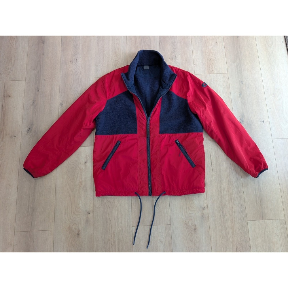 Coach Polar Fleece Reversible Zip Up Red and Blue‎ Jacket Mens Large Authentic